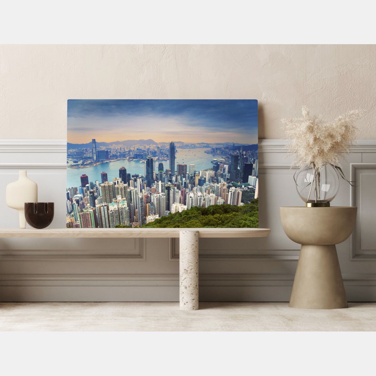 Leinwandbild Hong Kong stadtpanorama bei dämmerung – Wallnifity® Leinwandbild Hong Kong stadtpanorama bei dämmerung – Wallnifity®