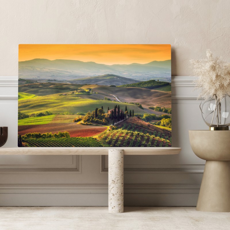 Leinwandbild Toskana friedliche hügel im abendlicht – Wallnifity® Leinwandbild Toskana friedliche hügel im abendlicht – Wallnifity®