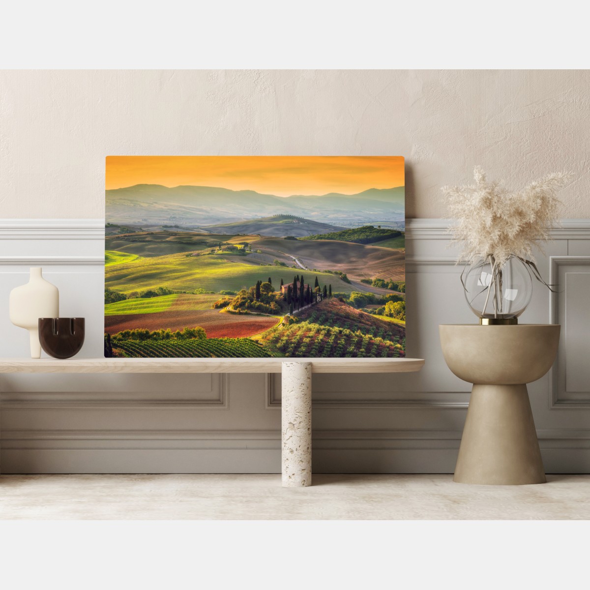 Leinwandbild Toskana friedliche hügel im abendlicht – Wallnifity® Leinwandbild Toskana friedliche hügel im abendlicht – Wallnifity®