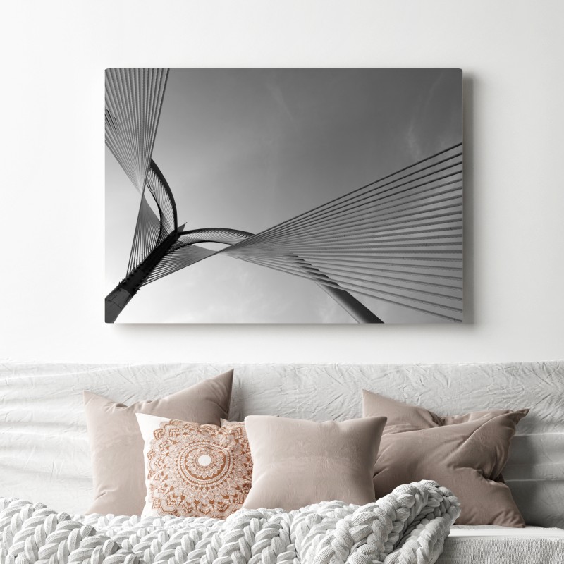 Leinwandbild monochrome brücke mit geometrischen linien – Wallnifity® Leinwandbild monochrome brücke mit geometrischen linien – Wallnifity®