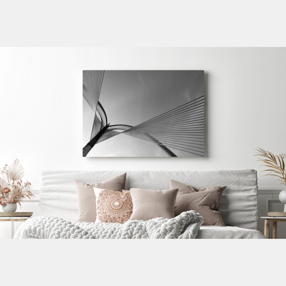 Leinwandbild monochrome brücke mit geometrischen linien – Wallnifity® Leinwandbild monochrome brücke mit geometrischen linien – Wallnifity®