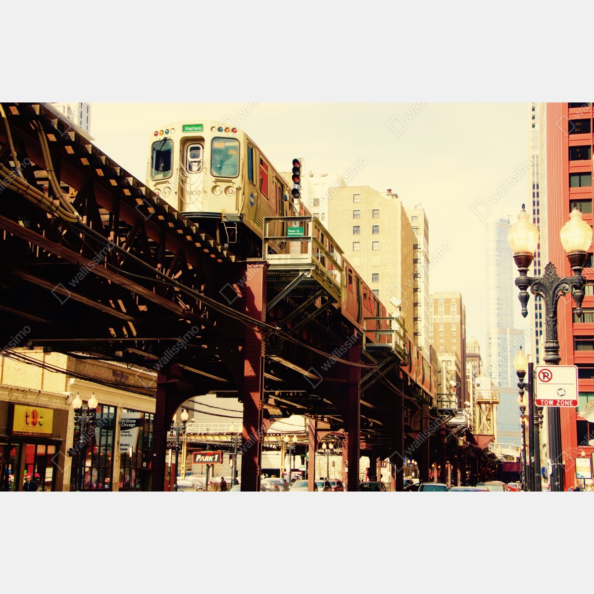 Leinwandbild retro hochbahn über der stadtstraße – Wallnifity® Leinwandbild retro hochbahn über der stadtstraße – Wallnifity®