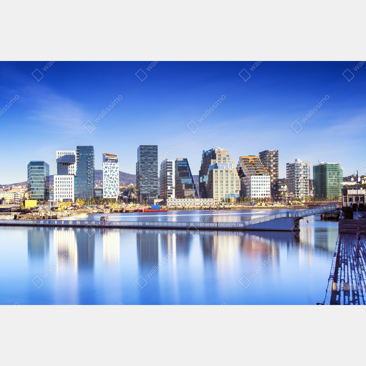 Leinwandbild moderne ufer skyline mit spiegelungen – Wallnifity® Leinwandbild moderne ufer skyline mit spiegelungen – Wallnifity®