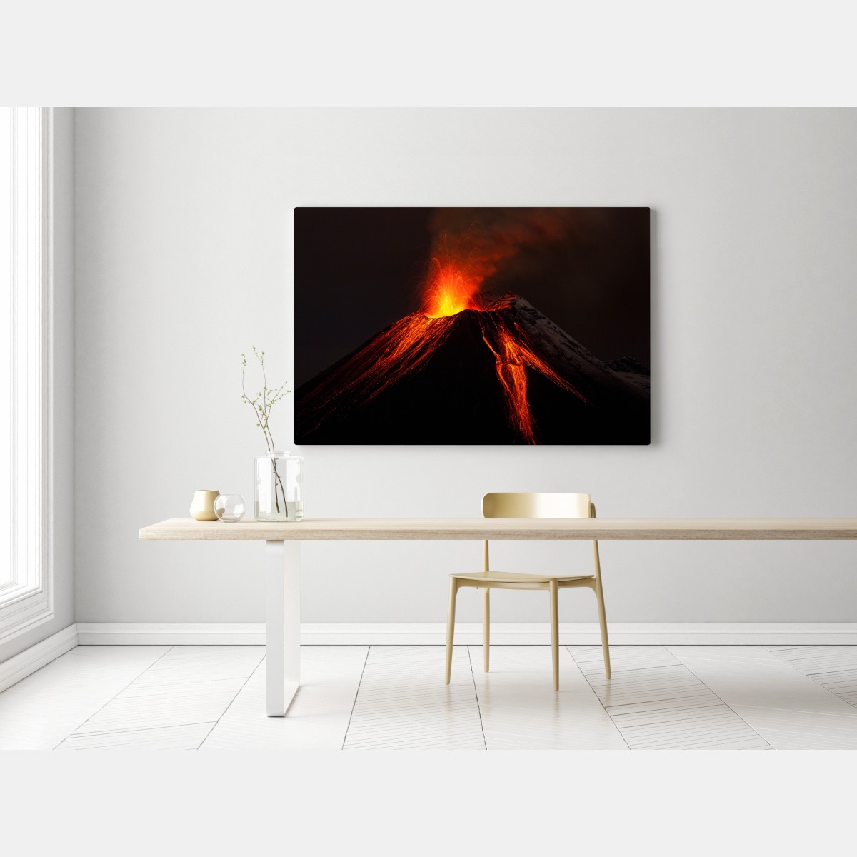 Leinwandbild glühender vulkanausbruch bei nacht – Wallnifity®