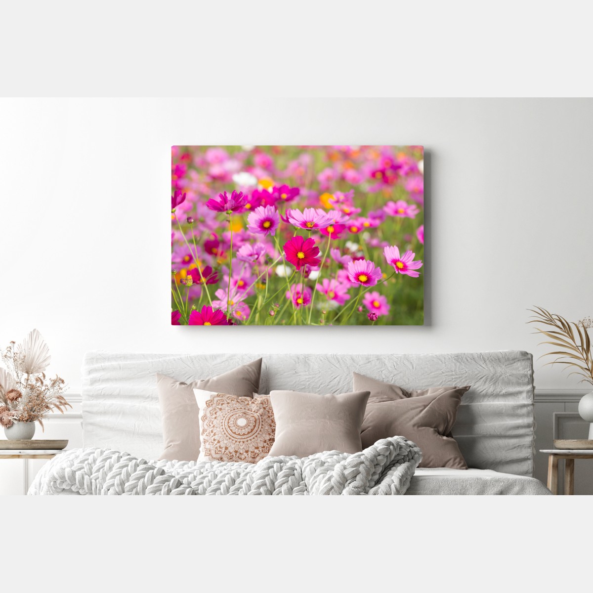 Leinwandbild rosa kosmeenwiese in blüte – Wallnifity® Leinwandbild rosa kosmeenwiese in blüte – Wallnifity®