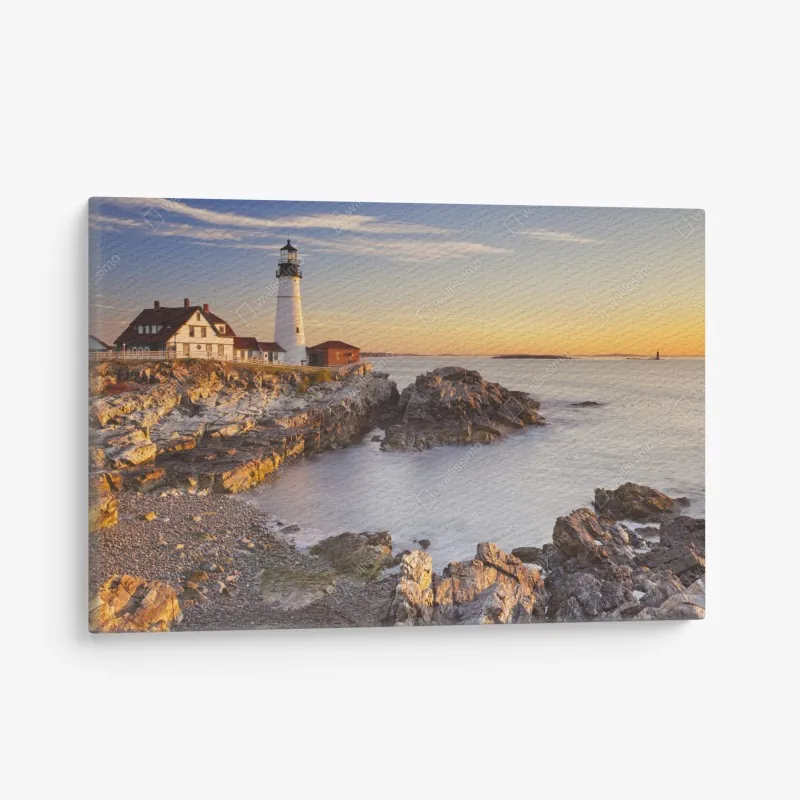 Leinwandbild Portland Head leuchtturm bei sonnenaufgang