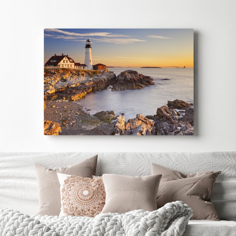 Leinwandbild Portland Head leuchtturm bei sonnenaufgang – Wallnifity® Leinwandbild Portland Head leuchtturm bei sonnenaufgang – Wallnifity®