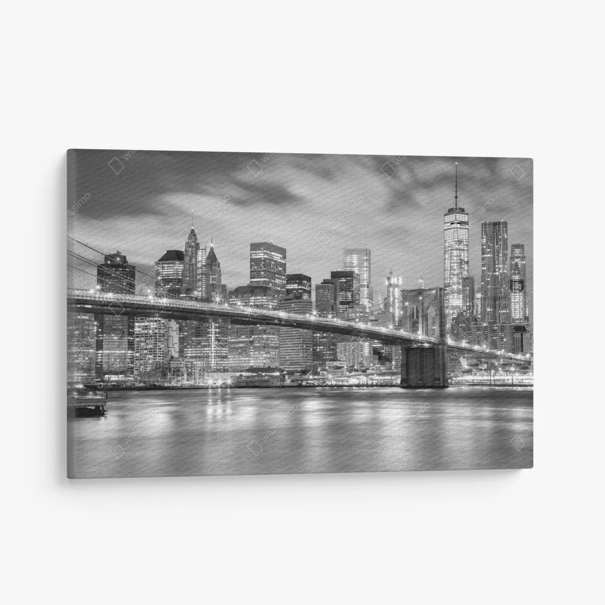 Leinwandbild schwarzweiß skyline von New York mit Brooklyn Bridge – Wallnifity® Leinwandbild schwarzweiß skyline von New York mit Brooklyn Bridge – Wallnifity®