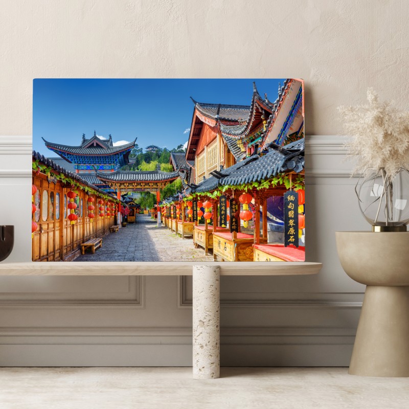 Leinwandbild Lijiang alte gasse mit laternen – Wallnifity® Leinwandbild Lijiang alte gasse mit laternen – Wallnifity®