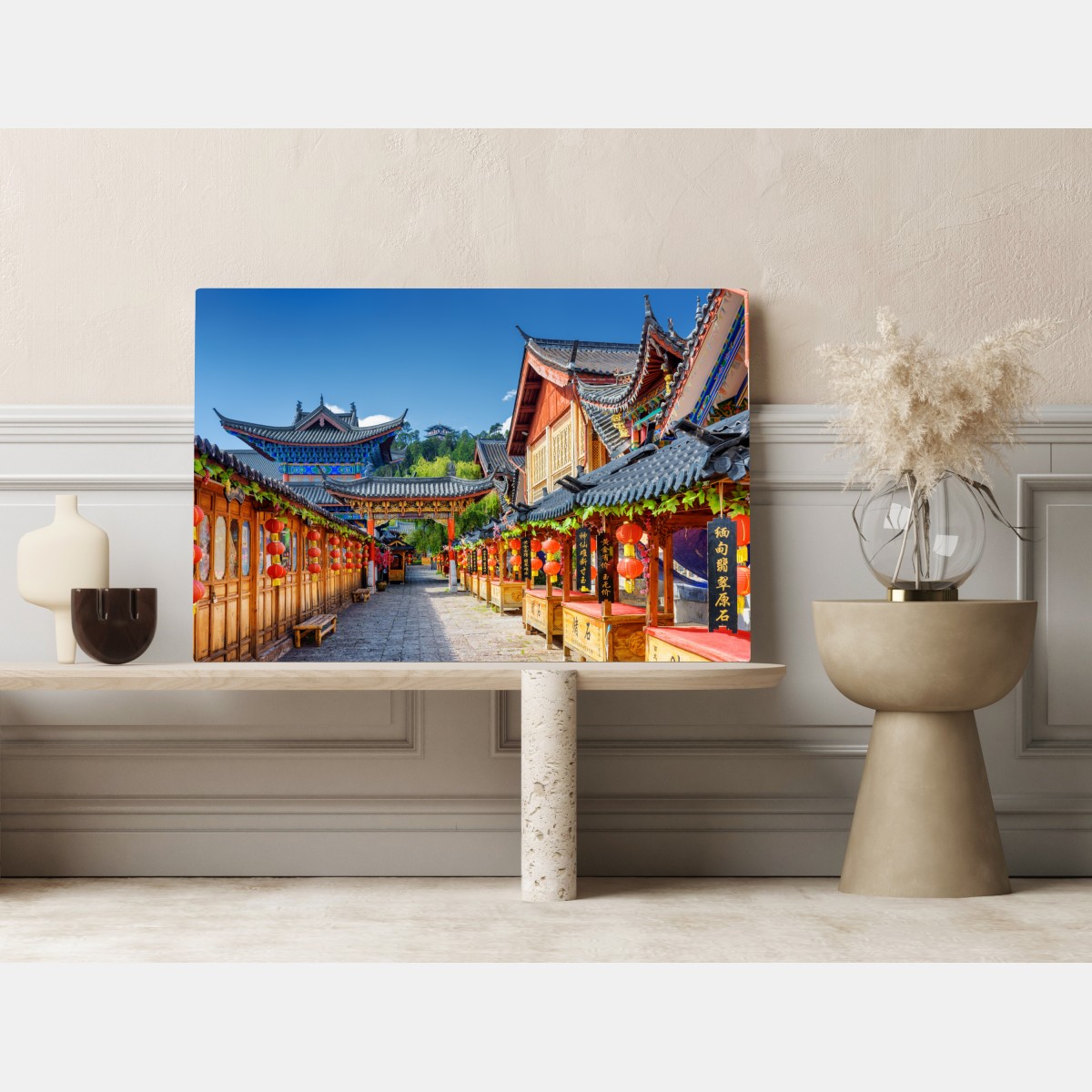 Leinwandbild Lijiang alte gasse mit laternen – Wallnifity® Leinwandbild Lijiang alte gasse mit laternen – Wallnifity®