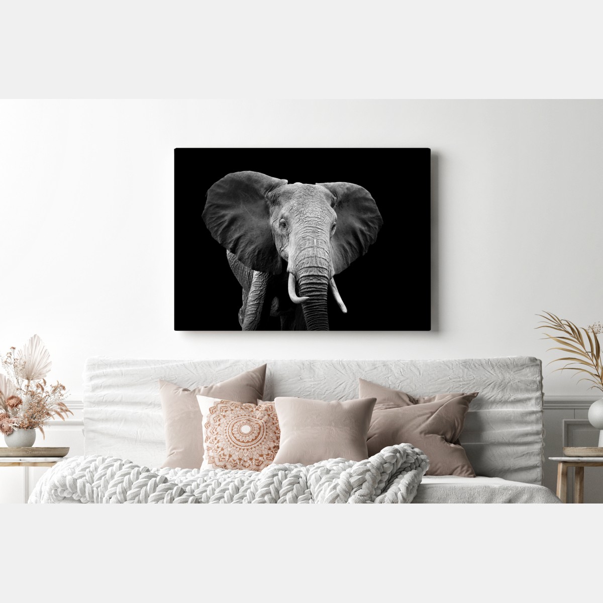Leinwandbild majestätisches elefantenporträt in monochrom – Wallnifity® Leinwandbild majestätisches elefantenporträt in monochrom – Wallnifity®