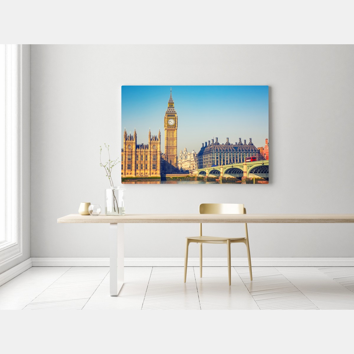 Leinwandbild London mit Big Ben und Westminster Bridge – Wallnifity® Leinwandbild London mit Big Ben und Westminster Bridge – Wallnifity®