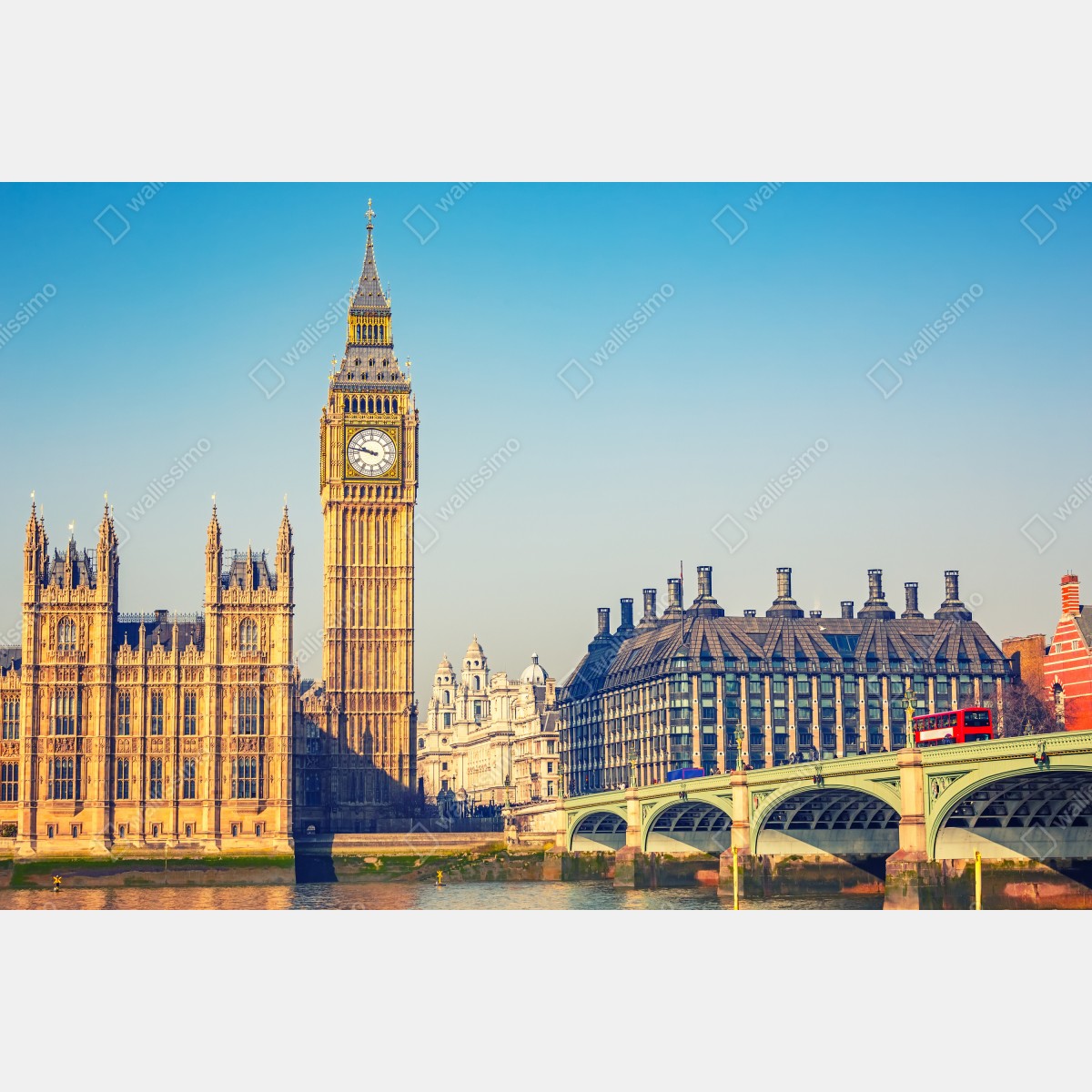 Leinwandbild London mit Big Ben und Westminster Bridge – Wallnifity® Leinwandbild London mit Big Ben und Westminster Bridge – Wallnifity®