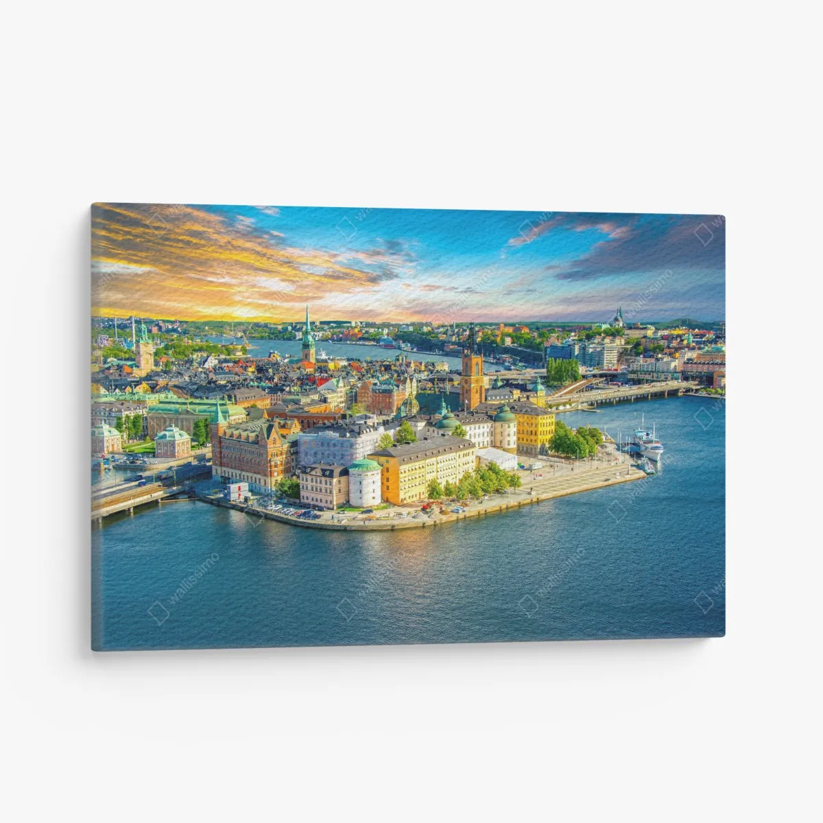 Leinwandbild lebendige stadtansicht von Stockholm bei sonnenuntergang – Wallnifity® Leinwandbild lebendige stadtansicht von Stockholm bei sonnenuntergang – Wallnifity®
