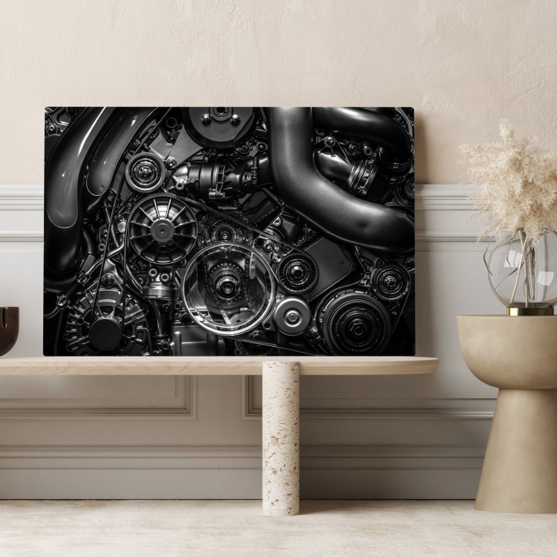 Leinwandbild präzise motor-nahaufnahme im industrial-stil – Wallnifity® Leinwandbild präzise motor-nahaufnahme im industrial-stil – Wallnifity®