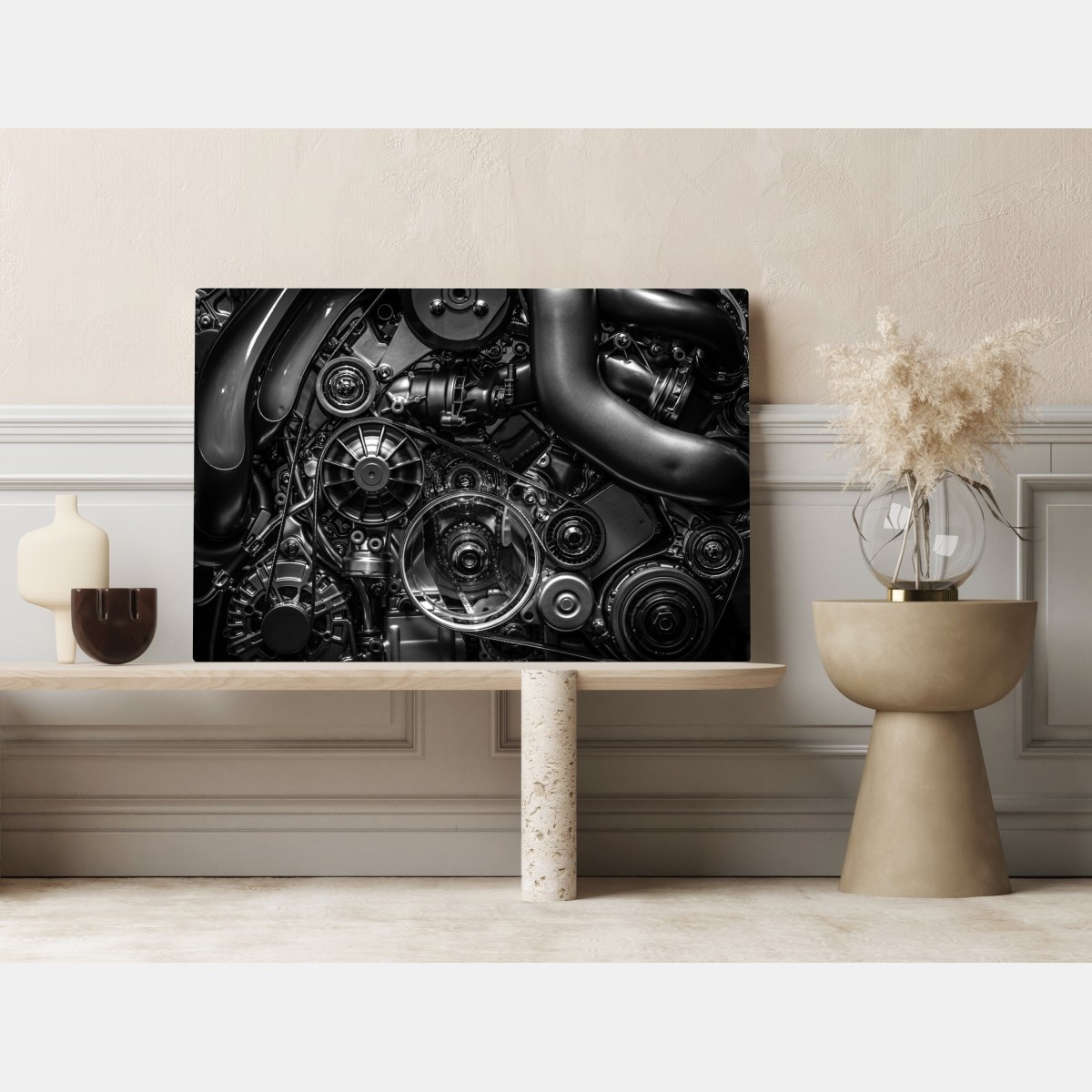 Leinwandbild präzise motor-nahaufnahme im industrial-stil – Wallnifity® Leinwandbild präzise motor-nahaufnahme im industrial-stil – Wallnifity®