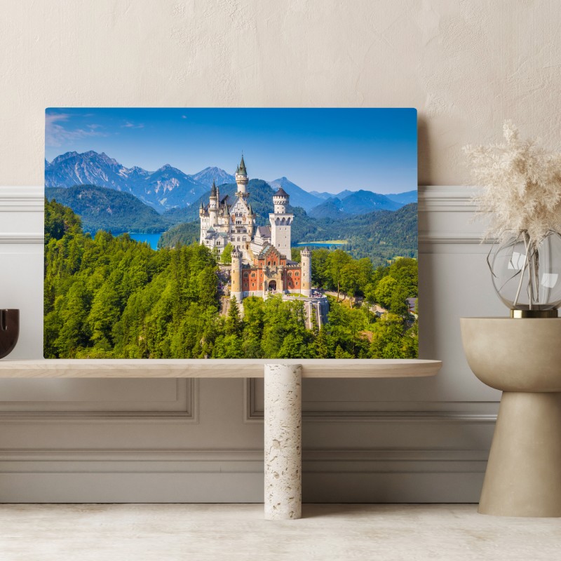 Leinwandbild schloss Neuschwanstein in alpiner landschaft – Wallnifity® Leinwandbild schloss Neuschwanstein in alpiner landschaft – Wallnifity®