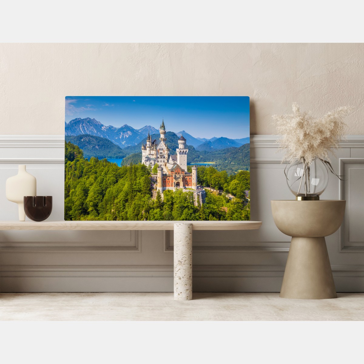 Leinwandbild schloss Neuschwanstein in alpiner landschaft – Wallnifity® Leinwandbild schloss Neuschwanstein in alpiner landschaft – Wallnifity®