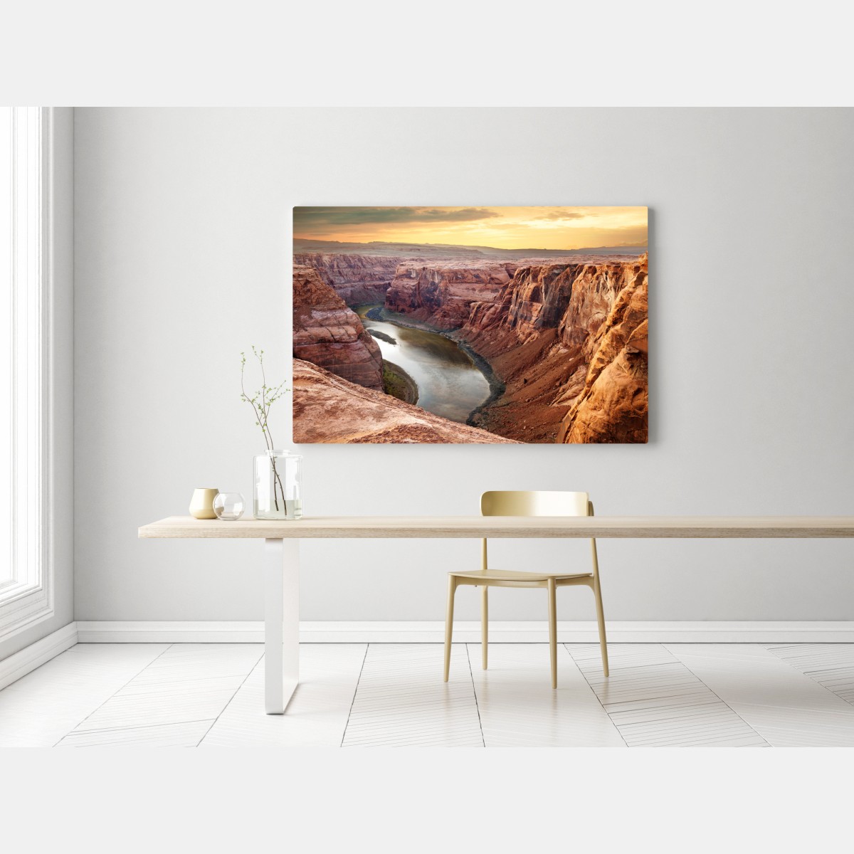 Leinwandbild sonnenbeschienener canyon bei Horseshoe Bend, Colorado River – Wallnifity® Leinwandbild sonnenbeschienener canyon bei Horseshoe Bend, Colorado River – Wallnifity®