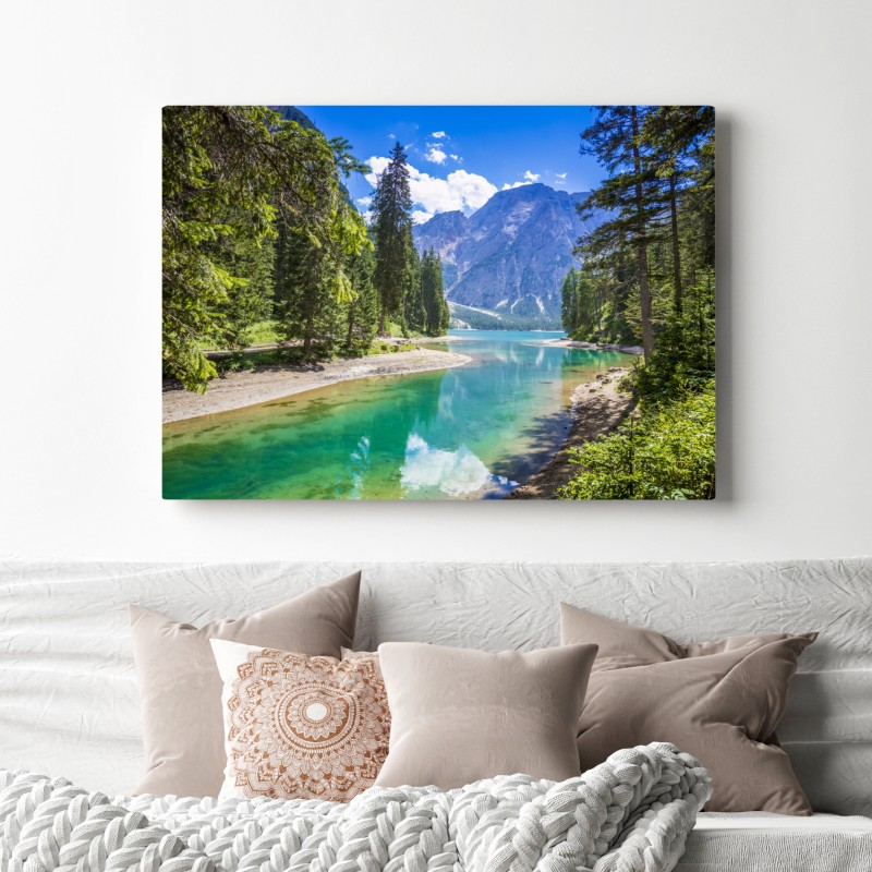 Leinwandbild Pragser Wildsee türkisblauer bergsee – Wallnifity®