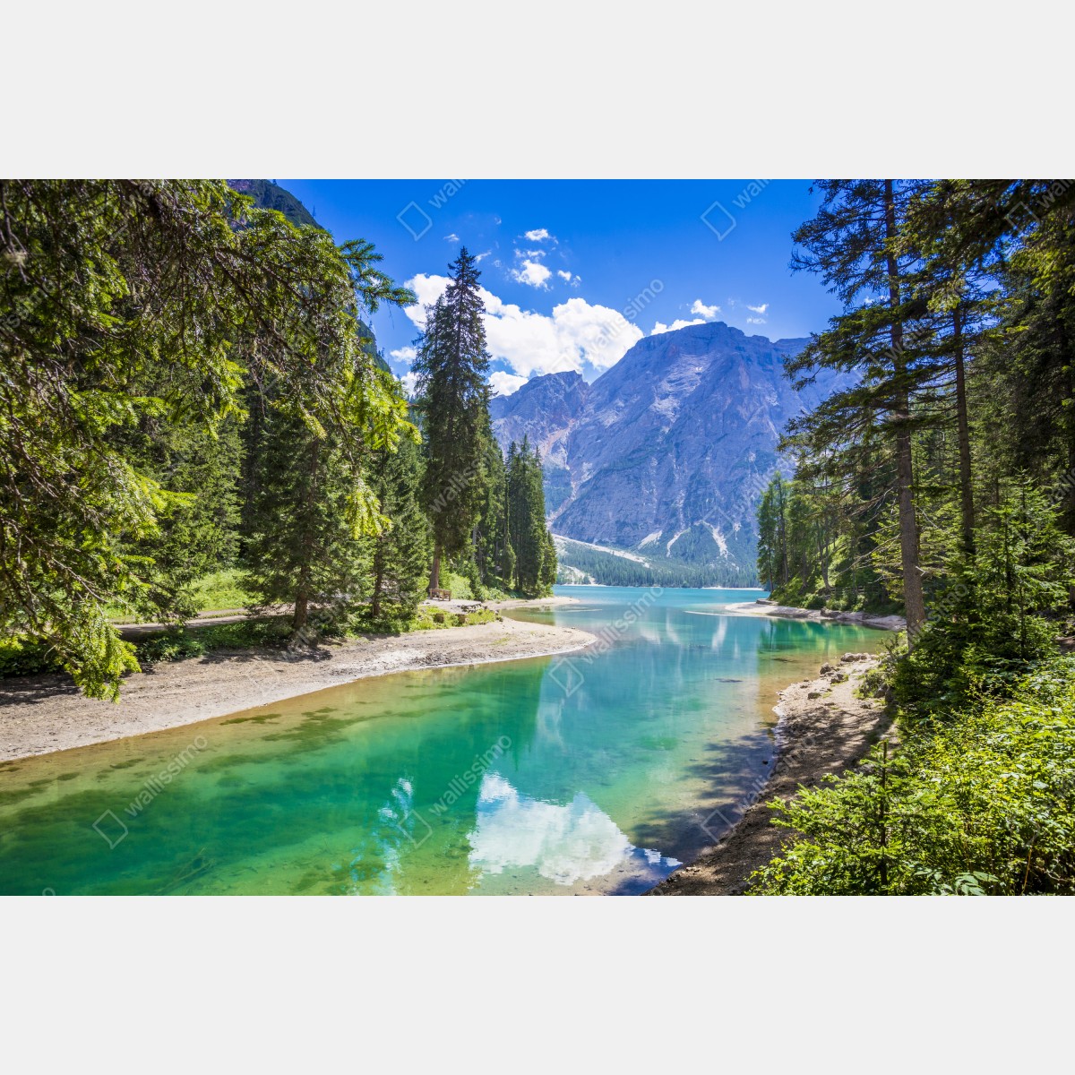 Leinwandbild Pragser Wildsee türkisblauer bergsee – Wallnifity®