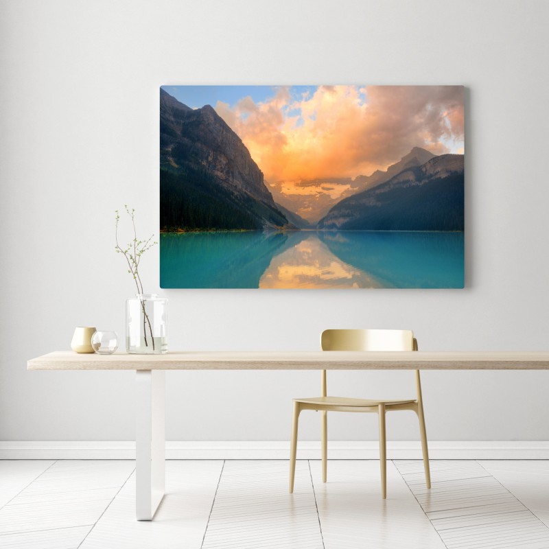 Leinwandbild sonnenaufgang über Lake Louise, Banff – Wallnifity® Leinwandbild sonnenaufgang über Lake Louise, Banff – Wallnifity®