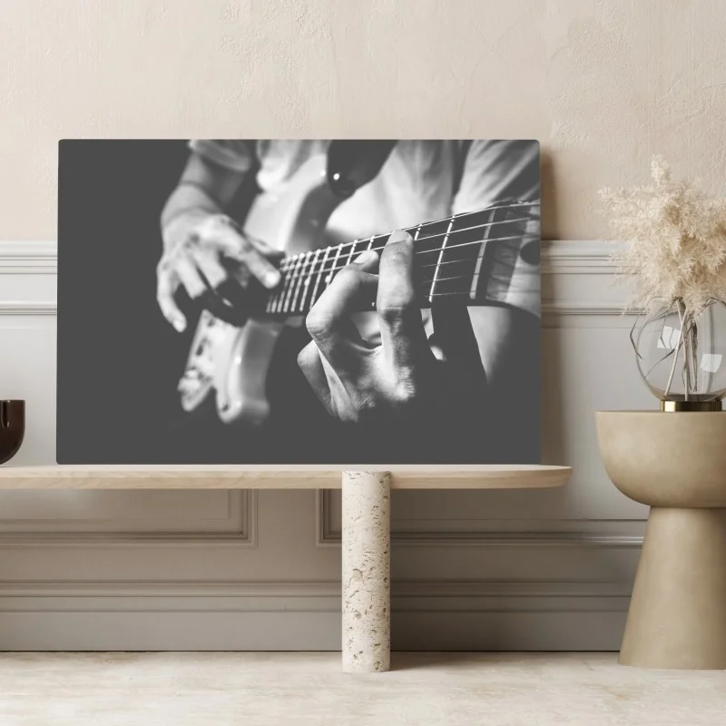 Leinwandbild monochrome gitarre nahaufnahme – Wallnifity® Leinwandbild monochrome gitarre nahaufnahme – Wallnifity®