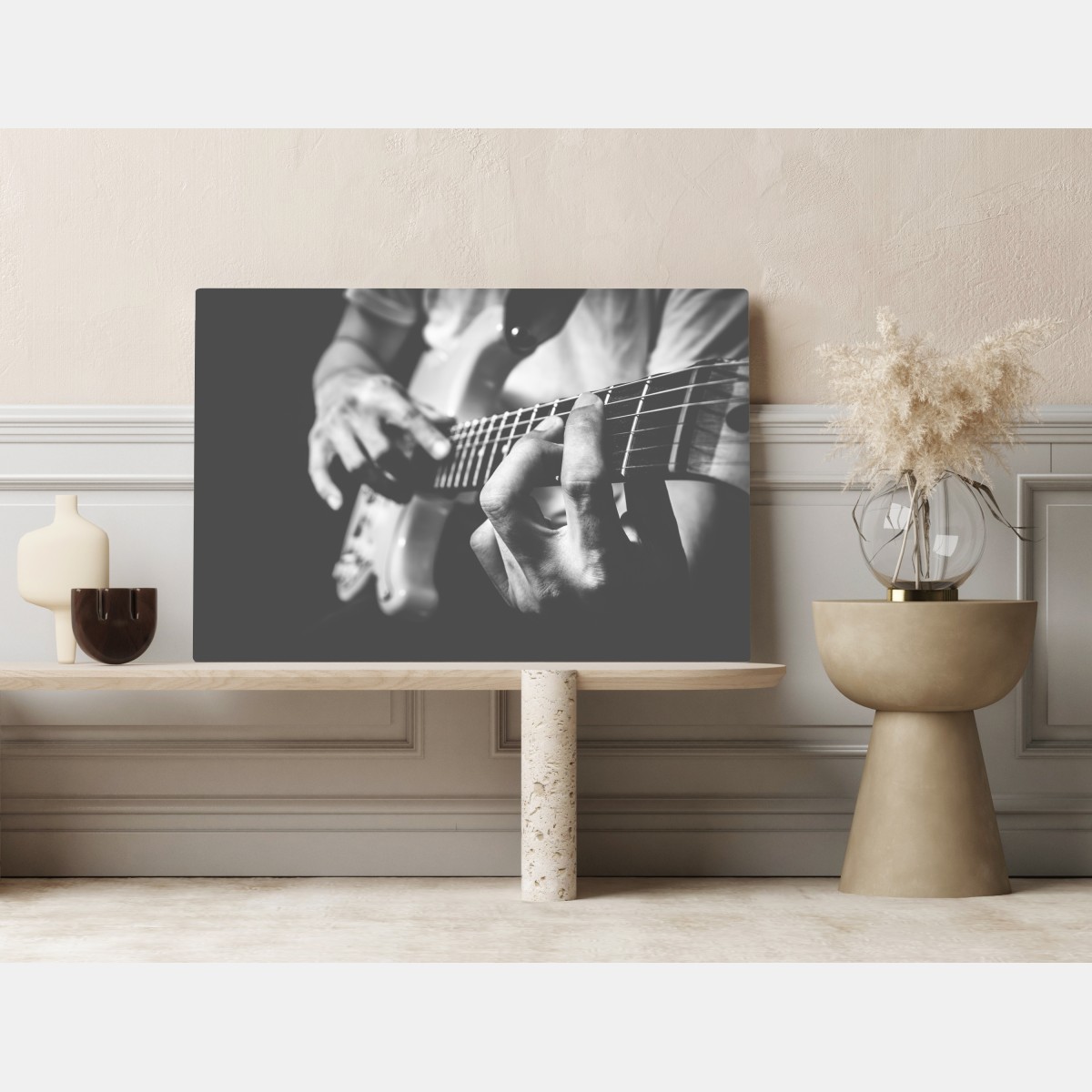 Leinwandbild monochrome gitarre nahaufnahme – Wallnifity® Leinwandbild monochrome gitarre nahaufnahme – Wallnifity®