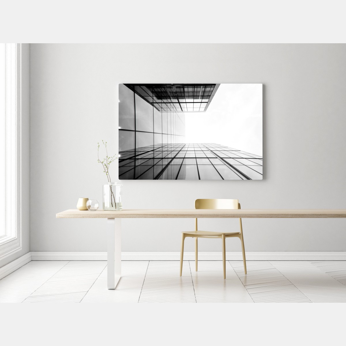 Leinwandbild minimalistische glasfassade perspektive – Wallnifity®