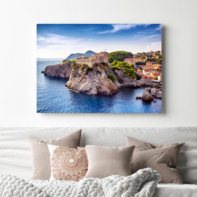 Leinwandbild Dubrovnik küstenfestung auf felsigen klippen – Wallnifity® Leinwandbild Dubrovnik küstenfestung auf felsigen klippen – Wallnifity®