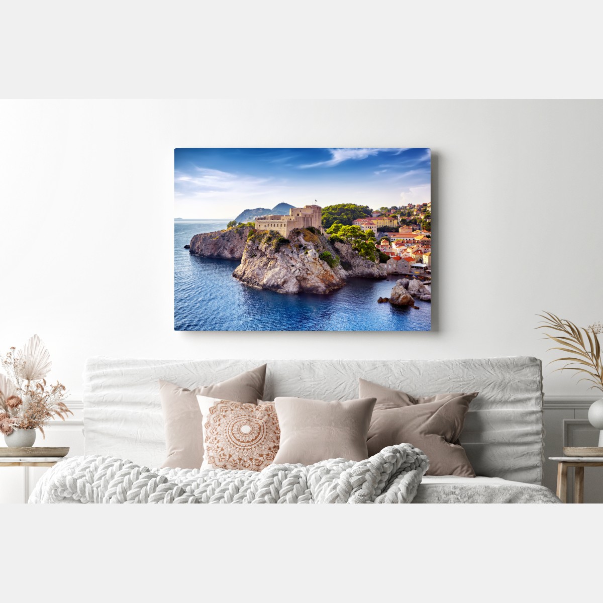 Leinwandbild Dubrovnik küstenfestung auf felsigen klippen – Wallnifity® Leinwandbild Dubrovnik küstenfestung auf felsigen klippen – Wallnifity®