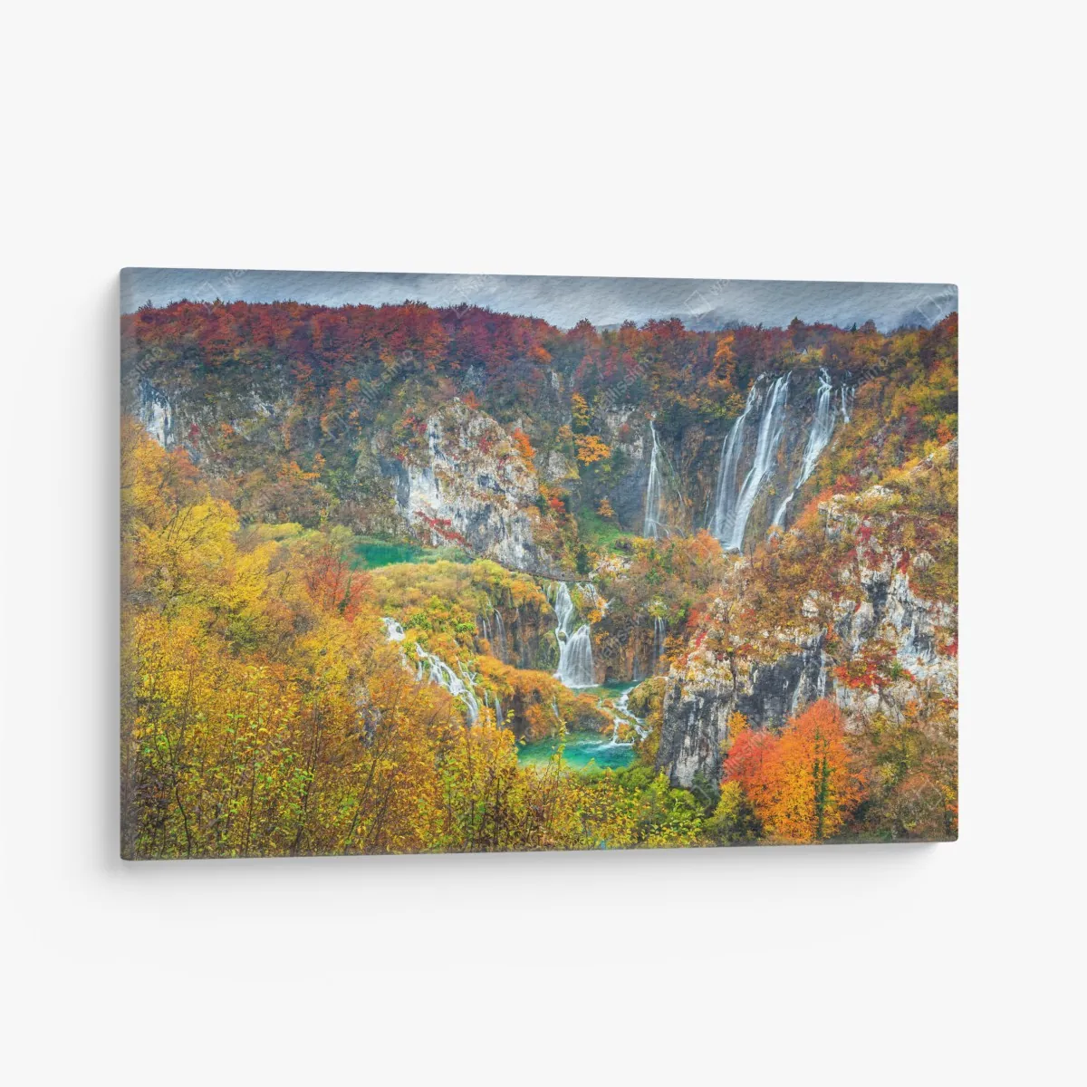 Leinwandbild herbstliche wasserfälle in einem farbenfrohen wald – Wallnifity® Leinwandbild herbstliche wasserfälle in einem farbenfrohen wald – Wallnifity®