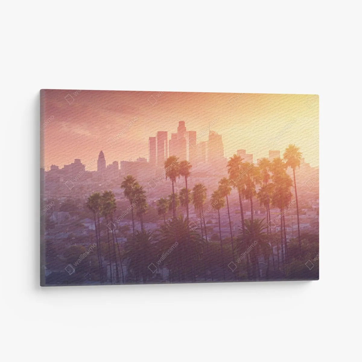 Leinwandbild Los Angeles goldener sonnenuntergang über der skyline – Wallnifity®