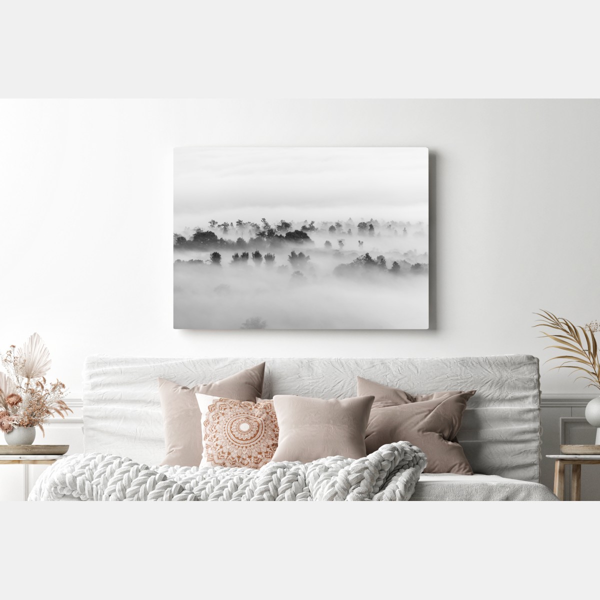 Leinwandbild nebliger wald in monochrom – Wallnifity® Leinwandbild nebliger wald in monochrom – Wallnifity®