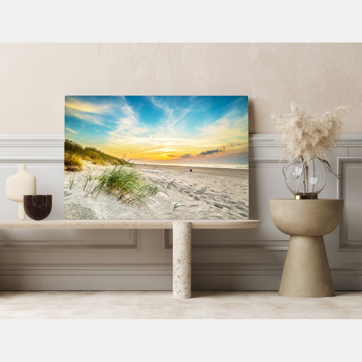 Leinwandbild sonnenuntergang über ruhigen dünen – Wallnifity® Leinwandbild sonnenuntergang über ruhigen dünen – Wallnifity®