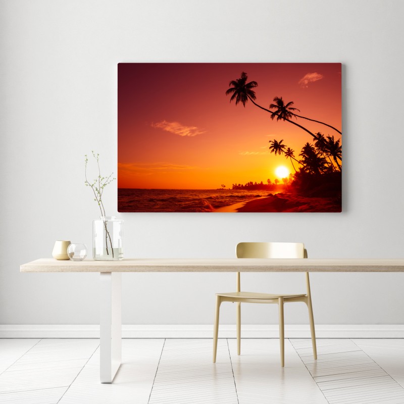 Leinwandbild tropischer sonnenuntergang am strand – Wallnifity® Leinwandbild tropischer sonnenuntergang am strand – Wallnifity®