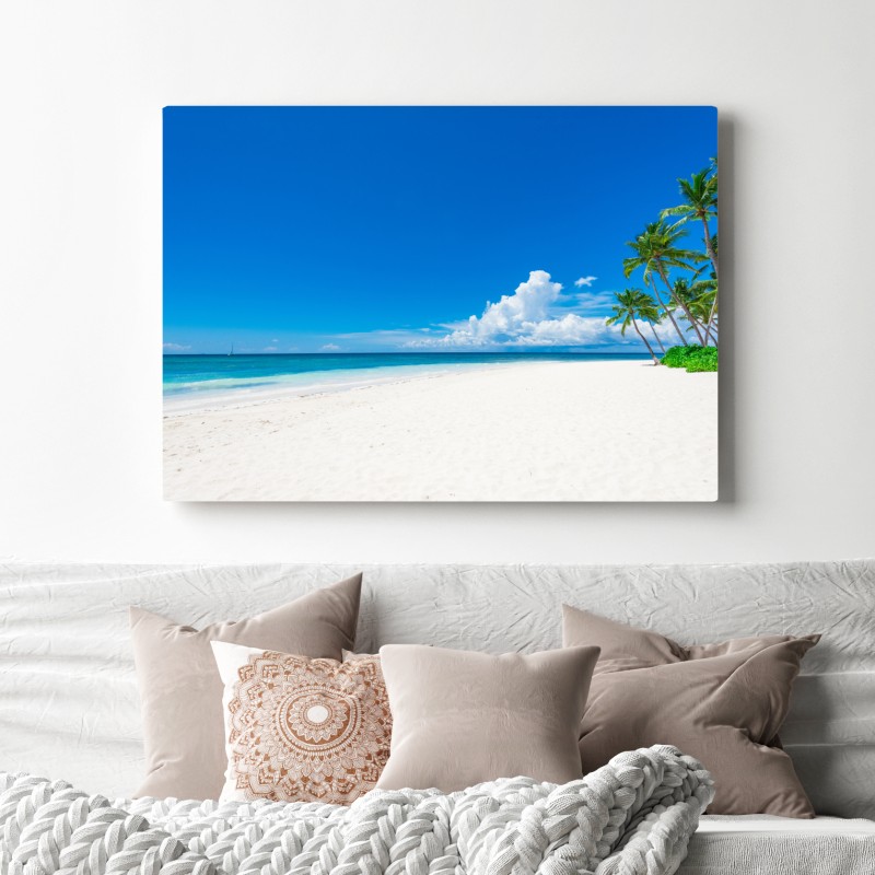 Leinwandbild tropischer strand mit palmen – Wallnifity® Leinwandbild tropischer strand mit palmen – Wallnifity®