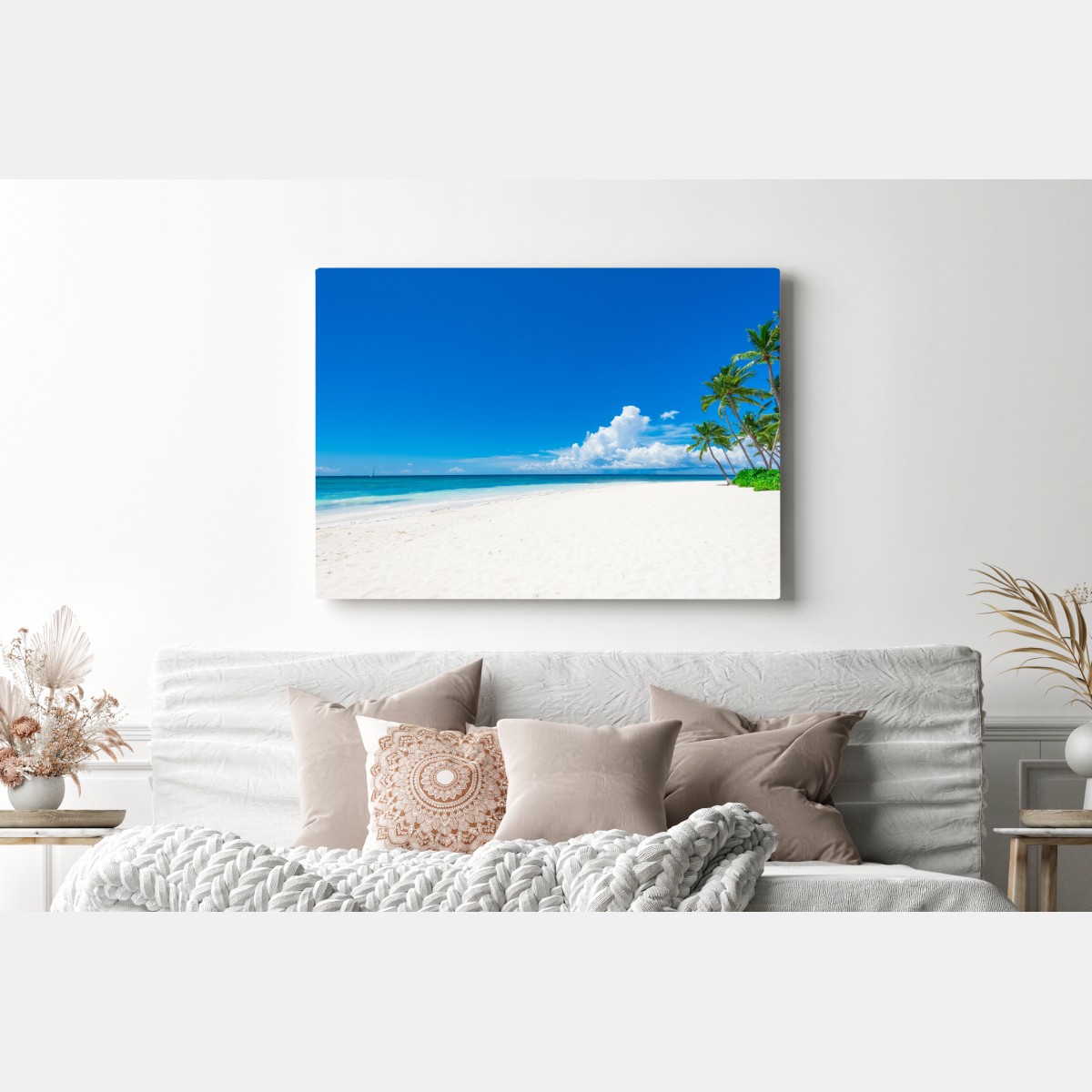 Leinwandbild tropischer strand mit palmen – Wallnifity® Leinwandbild tropischer strand mit palmen – Wallnifity®