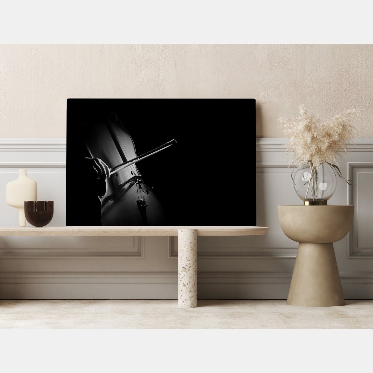 Leinwandbild elegantes cello in monochrom – Wallnifity® Leinwandbild elegantes cello in monochrom – Wallnifity®