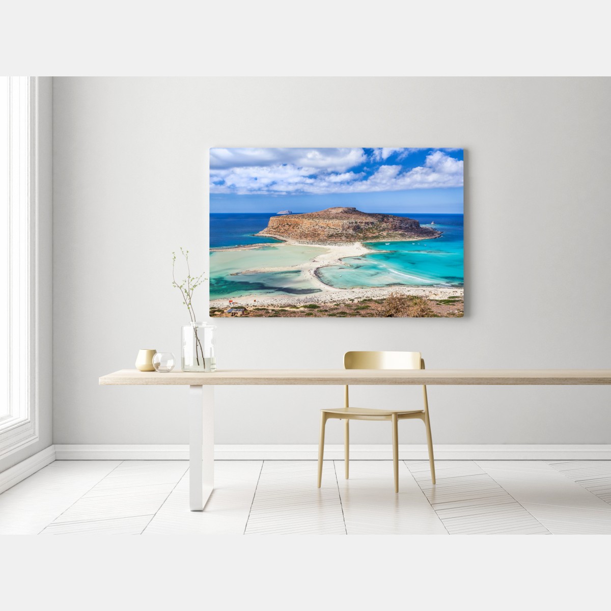 Leinwandbild türkise lagune mit insel und sandstrand – Wallnifity® Leinwandbild türkise lagune mit insel und sandstrand – Wallnifity®
