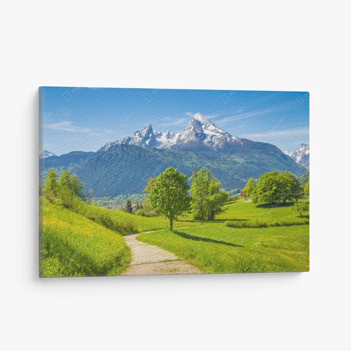 Leinwandbild ruhige alpenwiese mit berggipfeln – Wallnifity® Leinwandbild ruhige alpenwiese mit berggipfeln – Wallnifity®