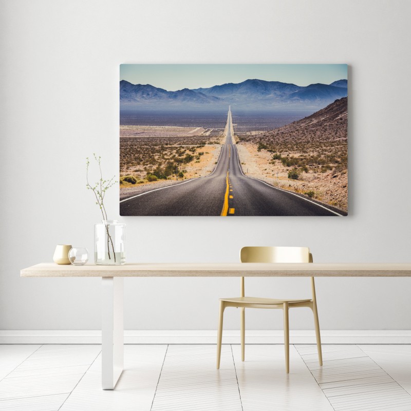Leinwandbild endlose wüstenstraße in die berge – Wallnifity® Leinwandbild endlose wüstenstraße in die berge – Wallnifity®
