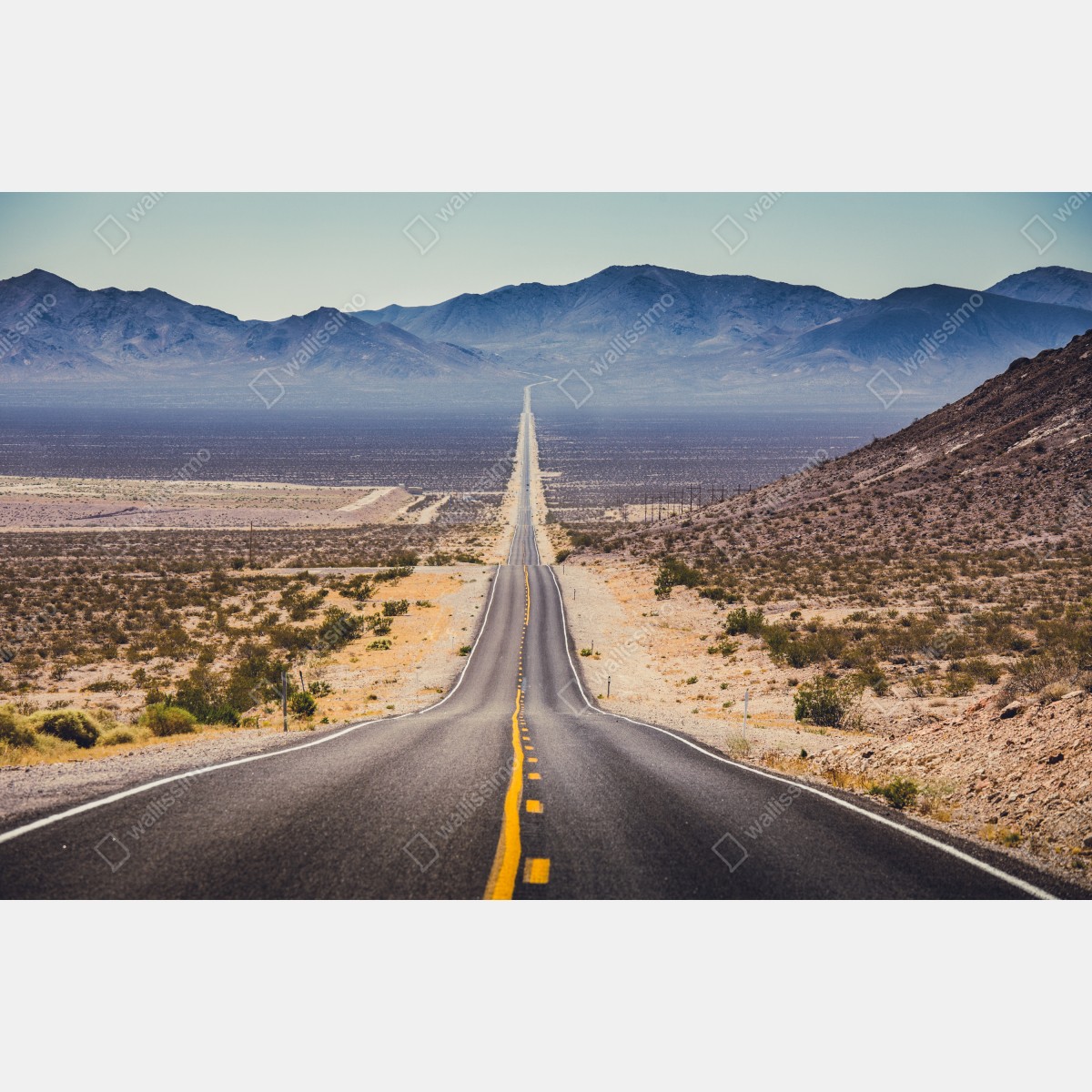Leinwandbild endlose wüstenstraße in die berge – Wallnifity® Leinwandbild endlose wüstenstraße in die berge – Wallnifity®