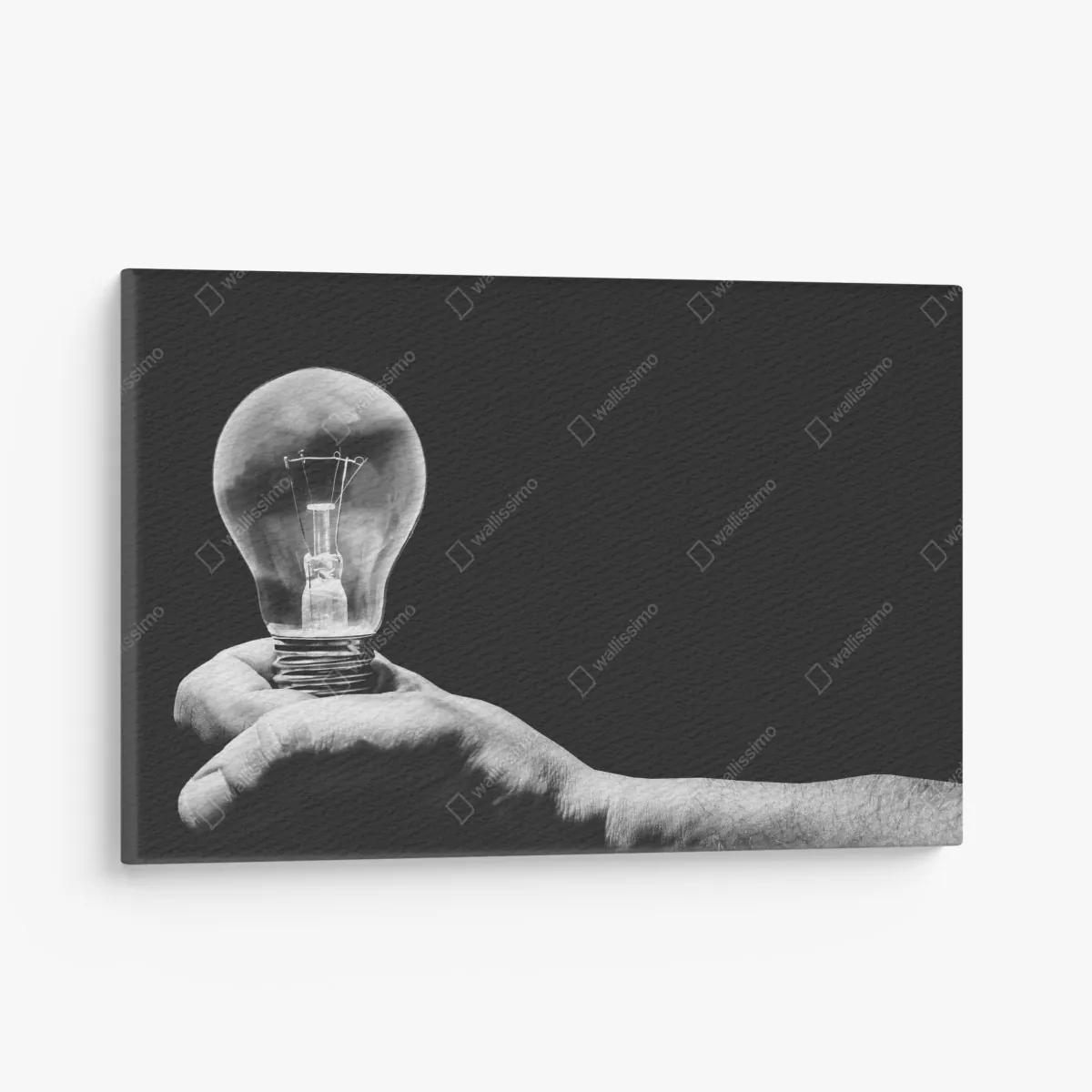 Leinwandbild monochrome hand hält glühbirne – Wallnifity® Leinwandbild monochrome hand hält glühbirne – Wallnifity®