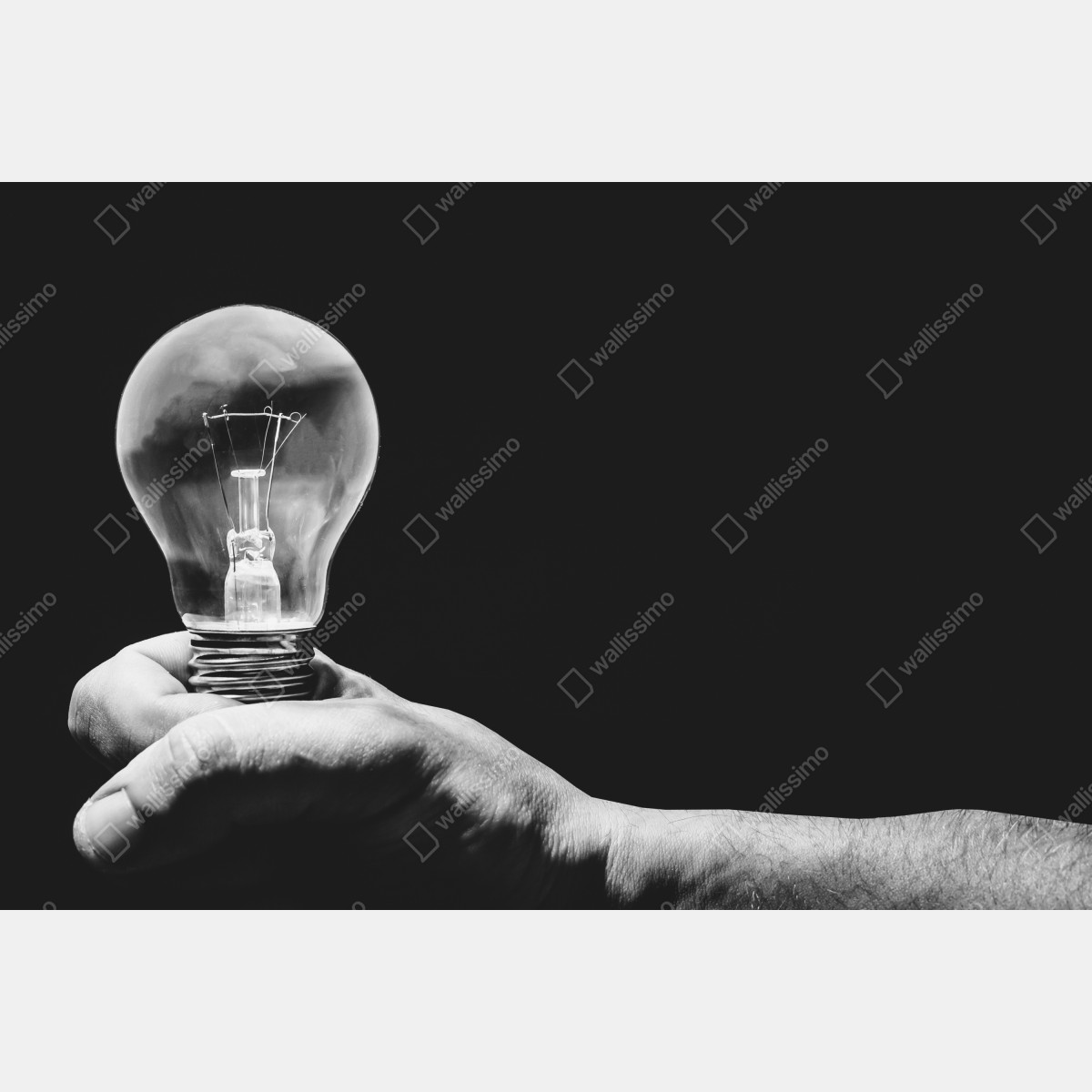 Leinwandbild monochrome hand hält glühbirne – Wallnifity® Leinwandbild monochrome hand hält glühbirne – Wallnifity®