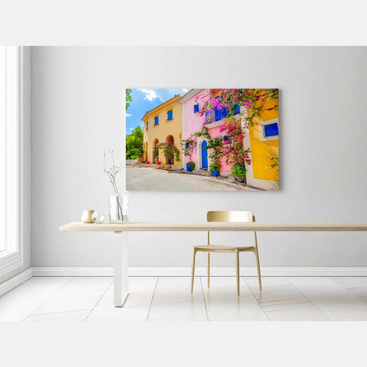 Leinwandbild bunte straße auf Kefalonia – Wallnifity® Leinwandbild bunte straße auf Kefalonia – Wallnifity®