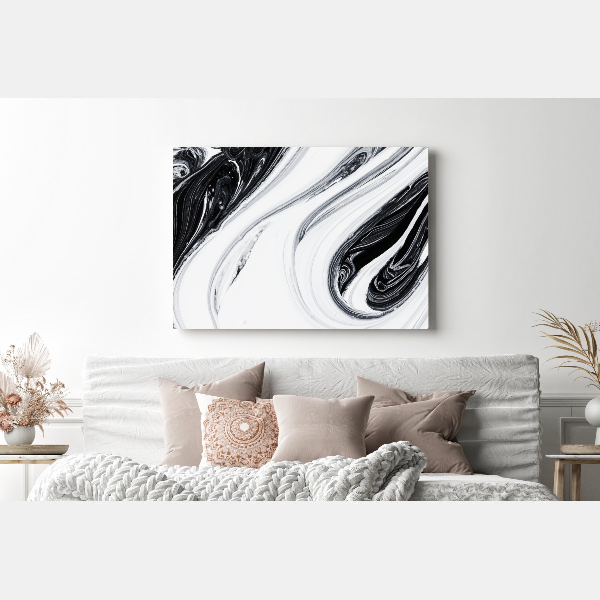 Leinwandbild monochromer marmorswirbel – Wallnifity® Leinwandbild monochromer marmorswirbel – Wallnifity®