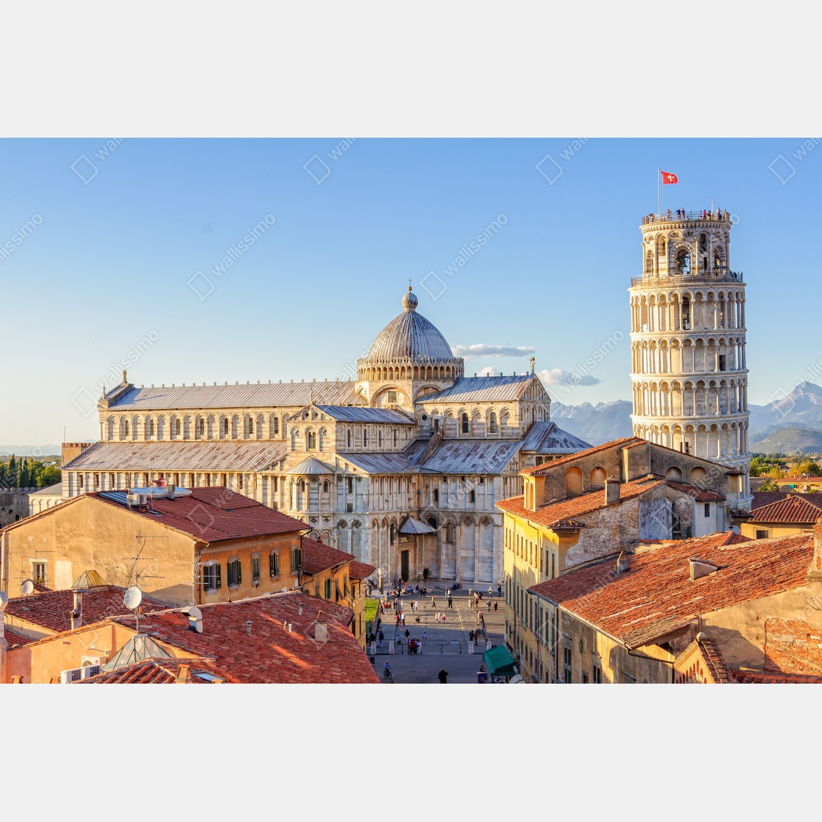 Leinwandbild sonnenbeschienener blick auf den dom von Pisa und den schiefen turm – Wallnifity® Leinwandbild sonnenbeschienener blick auf den dom von Pisa und den schiefen turm – Wallnifity®