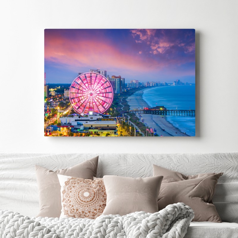 Leinwandbild Myrtle Beach sonnenuntergang skyline mit riesenrad – Wallnifity® Leinwandbild Myrtle Beach sonnenuntergang skyline mit riesenrad – Wallnifity®
