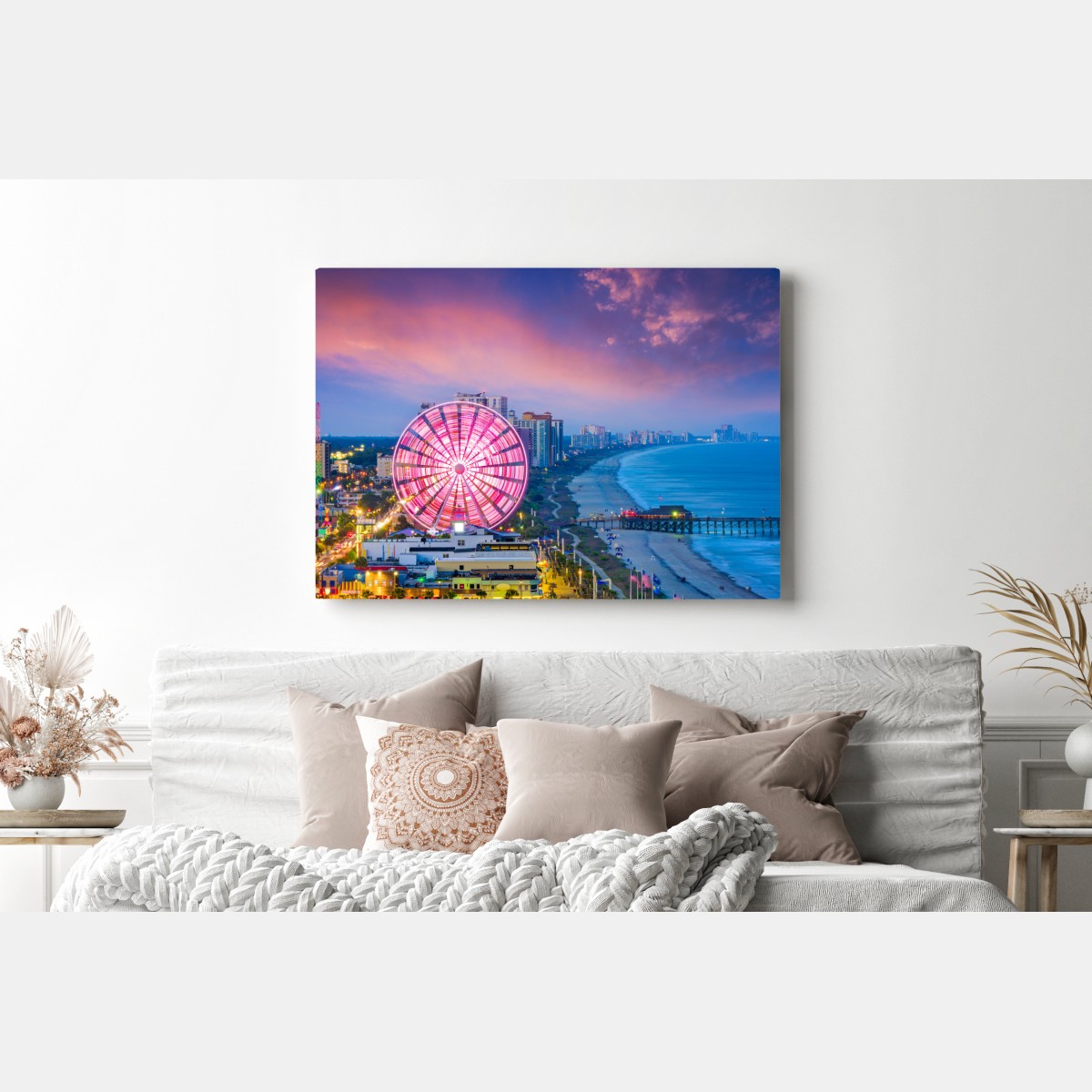 Leinwandbild Myrtle Beach sonnenuntergang skyline mit riesenrad – Wallnifity® Leinwandbild Myrtle Beach sonnenuntergang skyline mit riesenrad – Wallnifity®